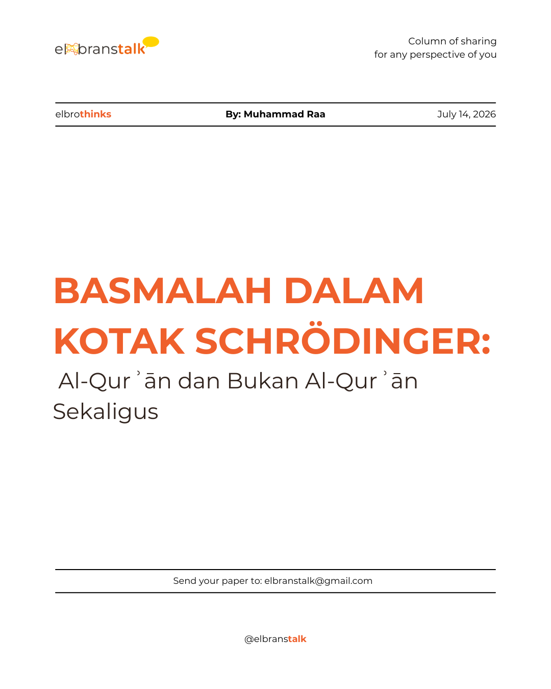Basmalah dalam Kotak Schrödinger: Al-Qurʾān dan Bukan Al-Qurʾān Sekaligus