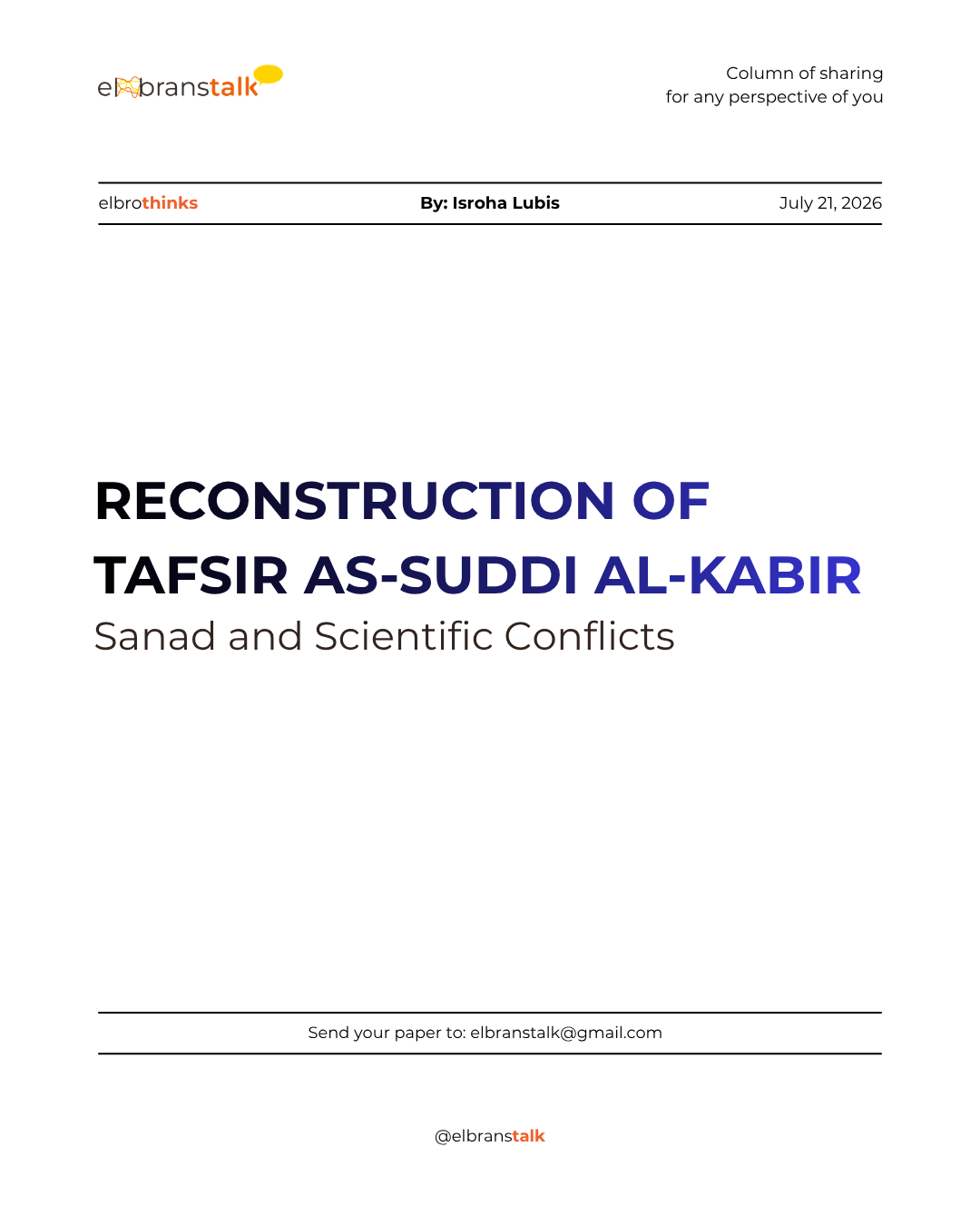 Reconstruction of Tafsir As-Suddi al-Kabir: Sanad and Scientific Conflicts